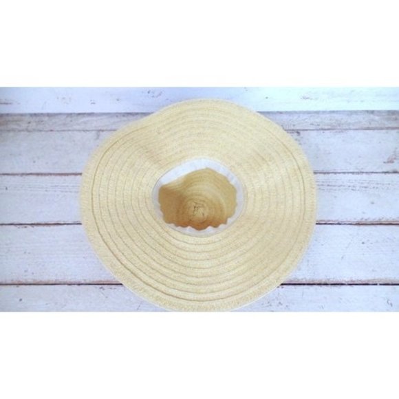Vintage tan brown woven braided paper straw floppy sun hat/gardening hat - Picture 4 of 5